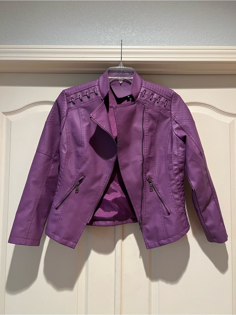 Purple Faux Leather Moto Jacket